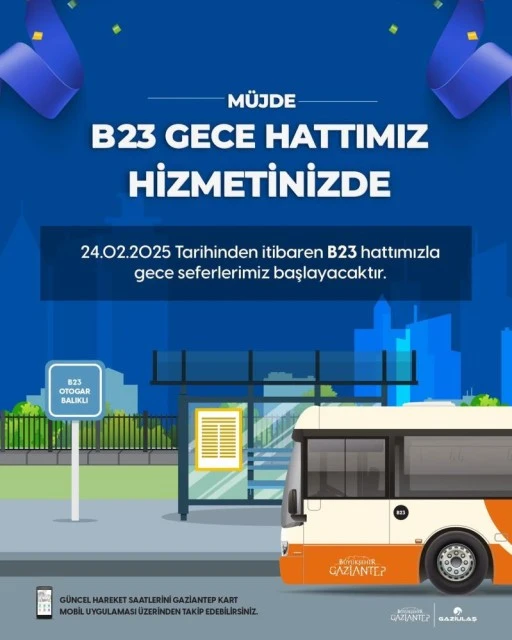 Gaziantep Büyükşehir, gece de otobüs seferlerini başlattı