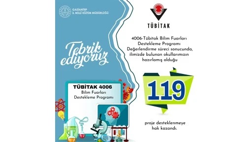 GAZİANTEP’TE 4006-TÜBİTAK BİLİM FUARLARINDA BÜYÜK BAŞARI