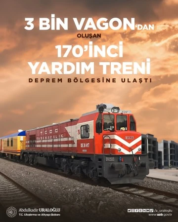 YÜK TRENLERİ DEPREM BÖLGELERİNE YARDIM TAŞIMAYA DEVAM EDİYOR